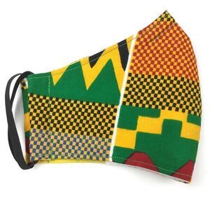 2/$15 -‎ African Kenti Mask, Green & Yellow Face Mask, Filti Filter